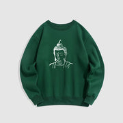 Buddha Stones Buddha Head Pattern Fleece Lined Sweatshirt