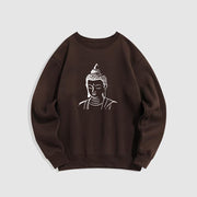 Buddha Stones Buddha Head Pattern Fleece Lined Sweatshirt