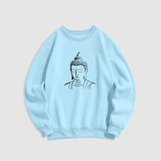 Buddha Stones Buddha Head Pattern Fleece Lined Sweatshirt