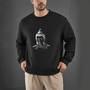 Buddha Stones Buddha Head Pattern Fleece Lined Sweatshirt