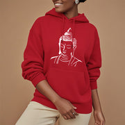 Buddha Stones Buddha Head Pattern Fleece Lined Hoodie