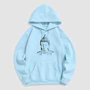 Buddha Stones Buddha Head Pattern Fleece Lined Hoodie