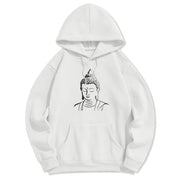 Buddha Stones Buddha Head Pattern Fleece Lined Hoodie