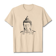 Buddha Stones Buddha Head Pattern Cotton Tee T-shirt