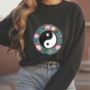 Buddha Stones Yin Yang Lotus Leaves Fleece Lined Sweatshirt