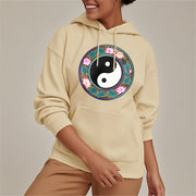 Buddha Stones Yin Yang Lotus Leaves Fleece Lined Hoodie