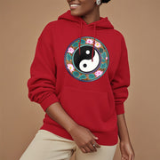 Buddha Stones Yin Yang Lotus Leaves Fleece Lined Hoodie