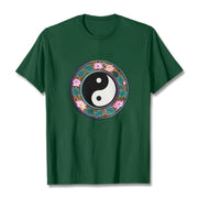 Buddha Stones Yin Yang Lotus Leaves Cotton Tee T-shirt