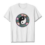 Buddha Stones Yin Yang Lotus Leaves Cotton Tee T-shirt