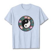 Buddha Stones Yin Yang Lotus Leaves Cotton Tee T-shirt