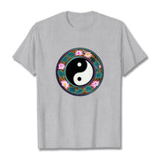 Buddha Stones Yin Yang Lotus Leaves Cotton Tee T-shirt