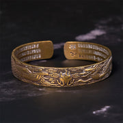 FREE Today: Luck Protection Dragon And Phoenix Playing With A Pearl Heart Sutra Carved Copper Brass Bracelet Bangle