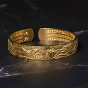 FREE Today: Luck Protection Dragon And Phoenix Playing With A Pearl Heart Sutra Carved Copper Brass Bracelet Bangle