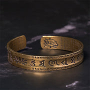 FREE Today: Purity Wisdom Six True Words 'Om Mani Padme Hum' Heart Sutra Lotus Copper Brass Cuff Bracelet Bangle