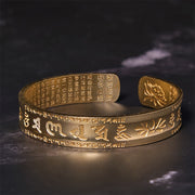 FREE Today: Purity Wisdom Six True Words 'Om Mani Padme Hum' Heart Sutra Lotus Copper Brass Cuff Bracelet Bangle