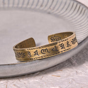 FREE Today: Purity Wisdom Six True Words 'Om Mani Padme Hum' Heart Sutra Lotus Copper Brass Cuff Bracelet Bangle