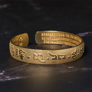 Buddha Stones Six True Words 'Om Mani Padme Hum' Heart Sutra Copper Brass Luck Bracelet Bangle