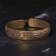 Buddha Stones Six True Words 'Om Mani Padme Hum' Heart Sutra Copper Brass Luck Bracelet Bangle