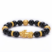 FREE Today: Transformation Strength Black Obsidian Black Onyx Alloy PiXiu Om Mani Padme Hum Bracelet