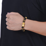 FREE Today: Transformation Strength Black Obsidian Black Onyx Alloy PiXiu Om Mani Padme Hum Bracelet