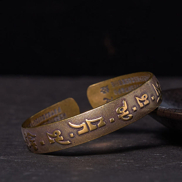 FREE Today: Wisdom and Creativity Six True Words 'Om Mani Padme Hum' Heart Sutra Copper Bracelet Bangle