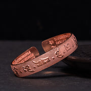 FREE Today: Wisdom and Creativity Six True Words 'Om Mani Padme Hum' Heart Sutra Copper Bracelet Bangle