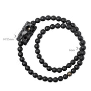 Buddha Stones Frosted Cut Surface Black Onyx Ebony Double Wrap Protection Bracelet Bracelet BS 4