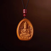 Buddha Stones Peach Wood Cinnabar Om Mani Padme Hum Chinese Zodiac Black String Necklace Pendants Necklaces & Pendants BS Peach Wood-Rat