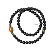 Buddha Stones Frosted Cut Surface Black Onyx Topaz Beads Double Wrap Protection Bracelet