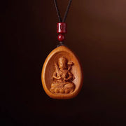 FREE Today: Wealth Luck Peach Wood Cinnabar Om Mani Padme Hum Chinese Zodiac Black String Necklace Pendant