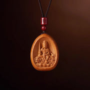 FREE Today: Wealth Luck Peach Wood Cinnabar Om Mani Padme Hum Chinese Zodiac Black String Necklace Pendant