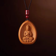 FREE Today: Wealth Luck Peach Wood Cinnabar Om Mani Padme Hum Chinese Zodiac Black String Necklace Pendant