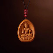 Buddha Stones Peach Wood Cinnabar Om Mani Padme Hum Chinese Zodiac Black String Necklace Pendants Necklaces & Pendants BS Peach Wood-Rooster