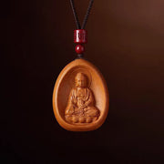 Buddha Stones Peach Wood Cinnabar Om Mani Padme Hum Chinese Zodiac Black String Necklace Pendants Necklaces & Pendants BS Peach Wood-Dog Pig