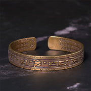 FREE Today: Peace Wisdom Six True Words 'Om Mani Padme Hum' Heart Sutra Copper Brass Bracelet Bangle