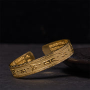 FREE Today: Peace Wisdom Six True Words 'Om Mani Padme Hum' Heart Sutra Copper Brass Bracelet Bangle