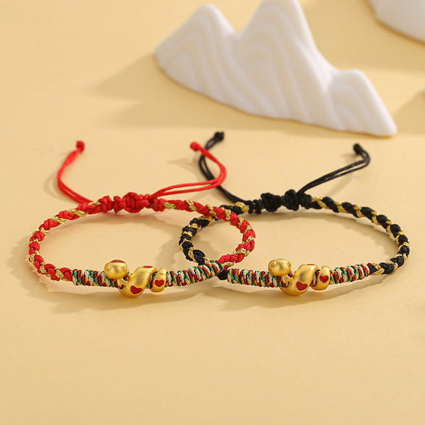 Buddha Stones Red String Copper Brass Love Year Of The Snake Protection Braided Bracelet