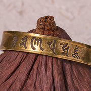 Buddha Stones Six True Words 'om Mani Padme Hum' Heart Sutra Copper Brass Inner Peace Cuff Bracelet Bangle