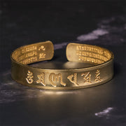 Buddha Stones Six True Words 'om Mani Padme Hum' Heart Sutra Copper Brass Inner Peace Cuff Bracelet Bangle