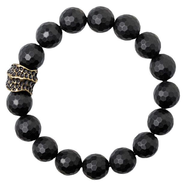 Buddha Stones Matte Frosting Black Onyx Copper Brass Protection Bracelet Bracelet BS 10