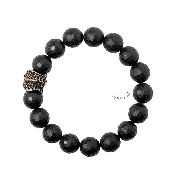 Buddha Stones Matte Frosting Black Onyx Copper Brass Protection Bracelet