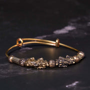 Buddha Stones Pi Xiu Copper Brass Luck Keep Away Evil Spirits Bracelet Bangle