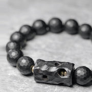 Buddha Stones Matte Frosted Surface Black Onyx Ebony Protection Bracelet Bracelet BS 3