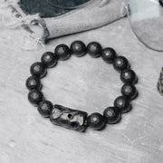 Buddha Stones Matte Frosted Surface Black Onyx Ebony Protection Bracelet Bracelet BS 1