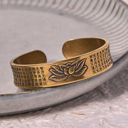 FREE Today: New Beginning Heart Sutra Lotus Flower Copper Brass Cuff Bracelet Bangle