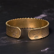 FREE Today: Enlightenment and New Beginning Heart Sutra Lotus Flower Copper Brass Cuff Bracelet Bangle