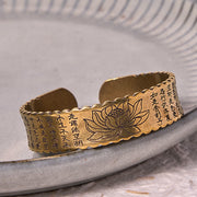 FREE Today: Enlightenment and New Beginning Heart Sutra Lotus Flower Copper Brass Cuff Bracelet Bangle FREE FREE 4