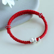 Buddha Stones Handmade 999 Sterling Silver Year Of Snake Red String Luck Braided Bracelet Bracelet BS 10