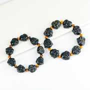 Buddha Stones Rainbow Obsidian Laughing Buddha Positive Transformation Bracelet