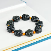 Buddha Stones Rainbow Obsidian Laughing Buddha Positive Transformation Bracelet Bracelet BS 1